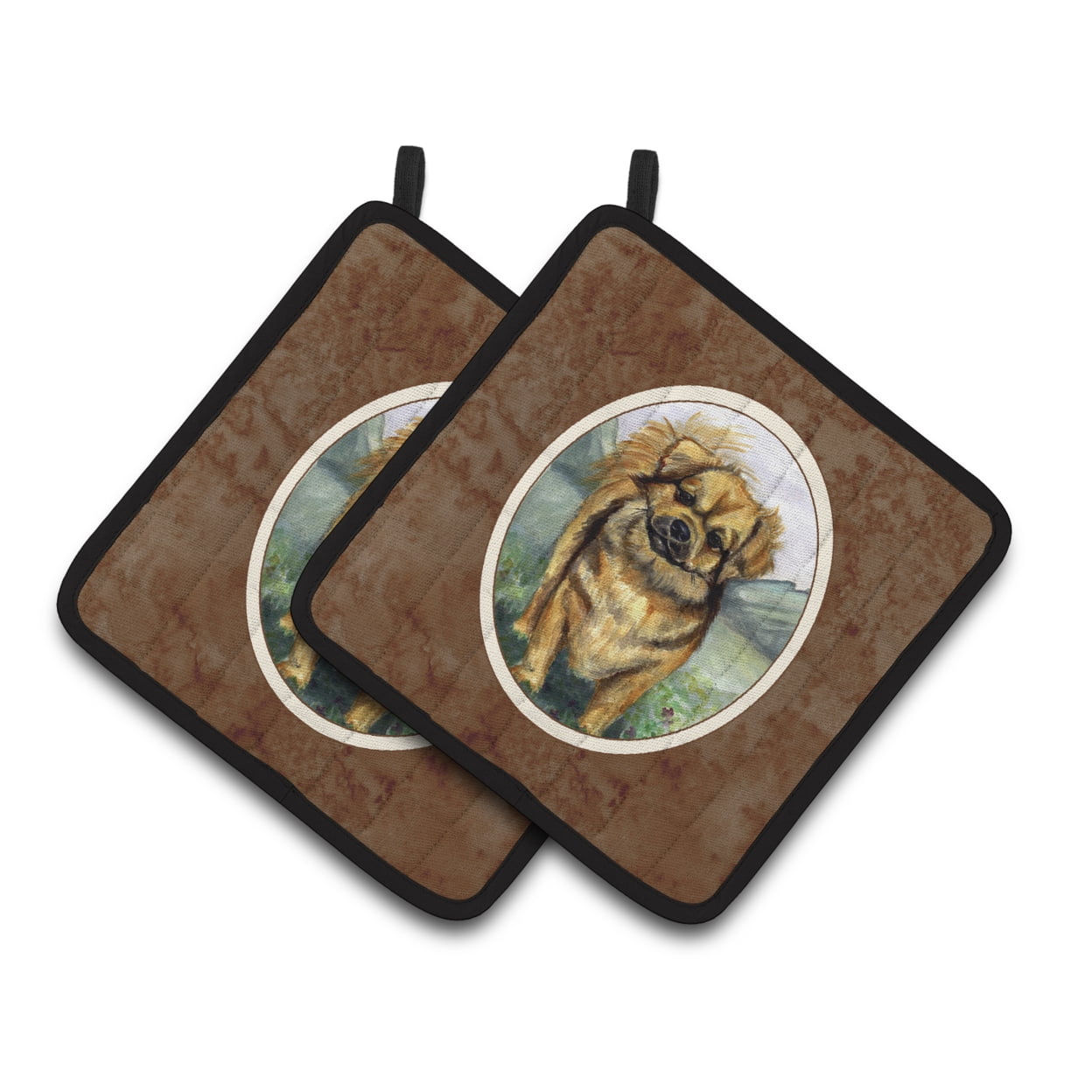 Picture of Carolines Treasures 7075PTHD Tibetan Spaniel Pair of Pot Holders