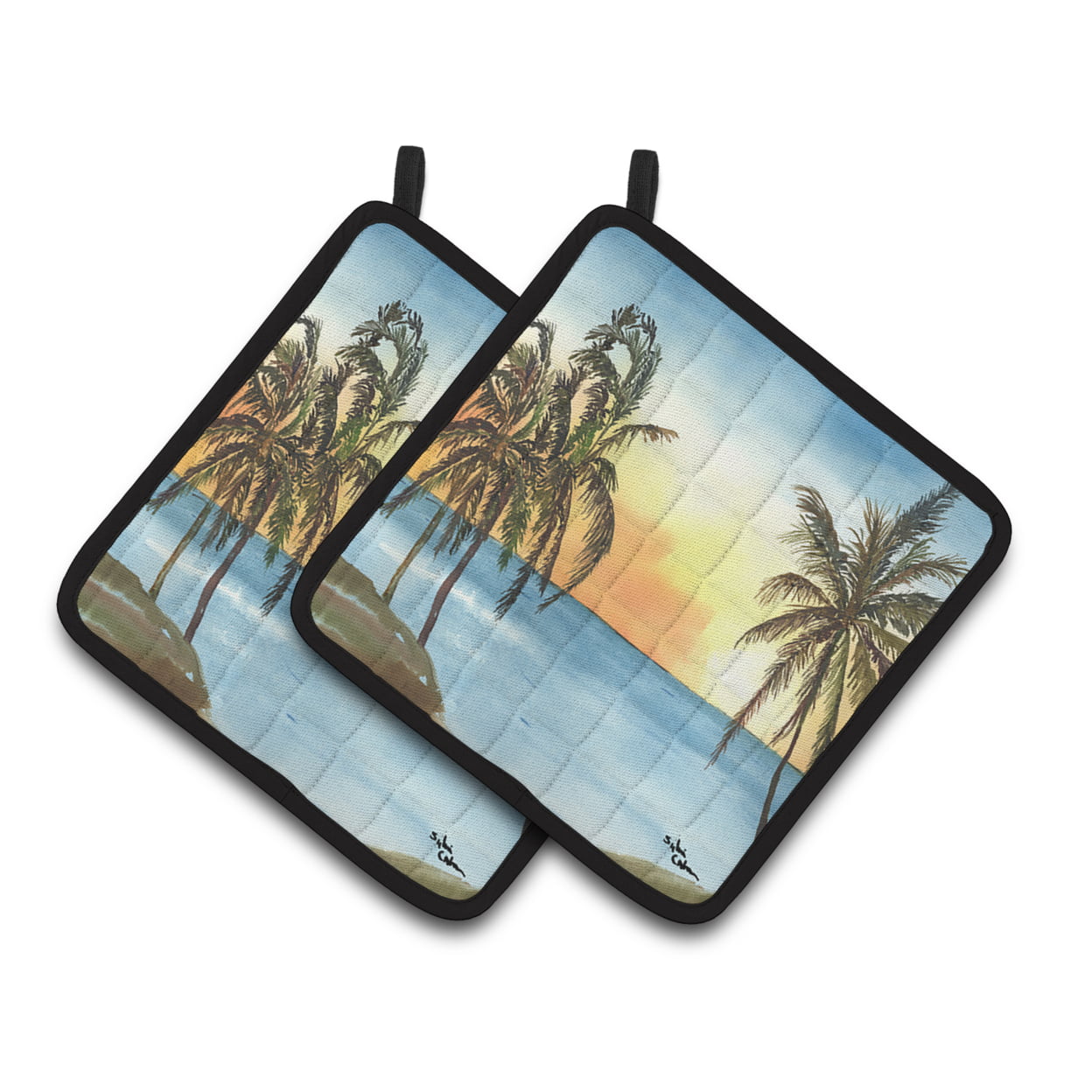 Picture of Carolines Treasures 8551PTHD Palm Tree Pair of Pot Holders