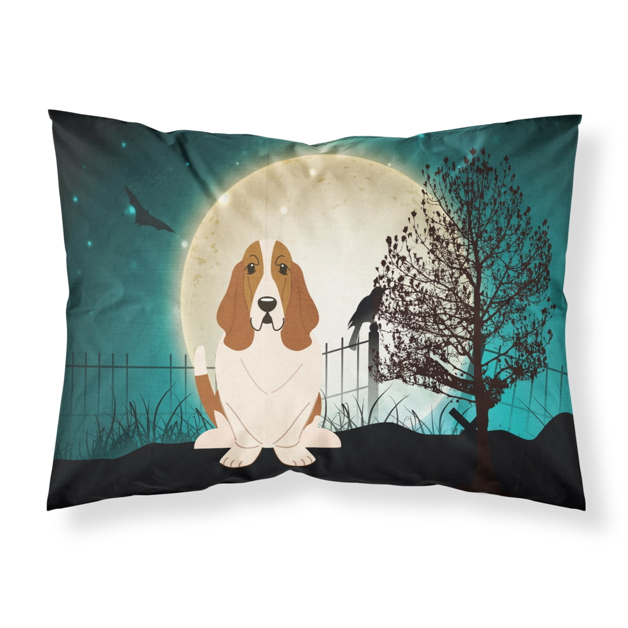 Halloween Scary Basset Hound Fabric Standard Pillowcase