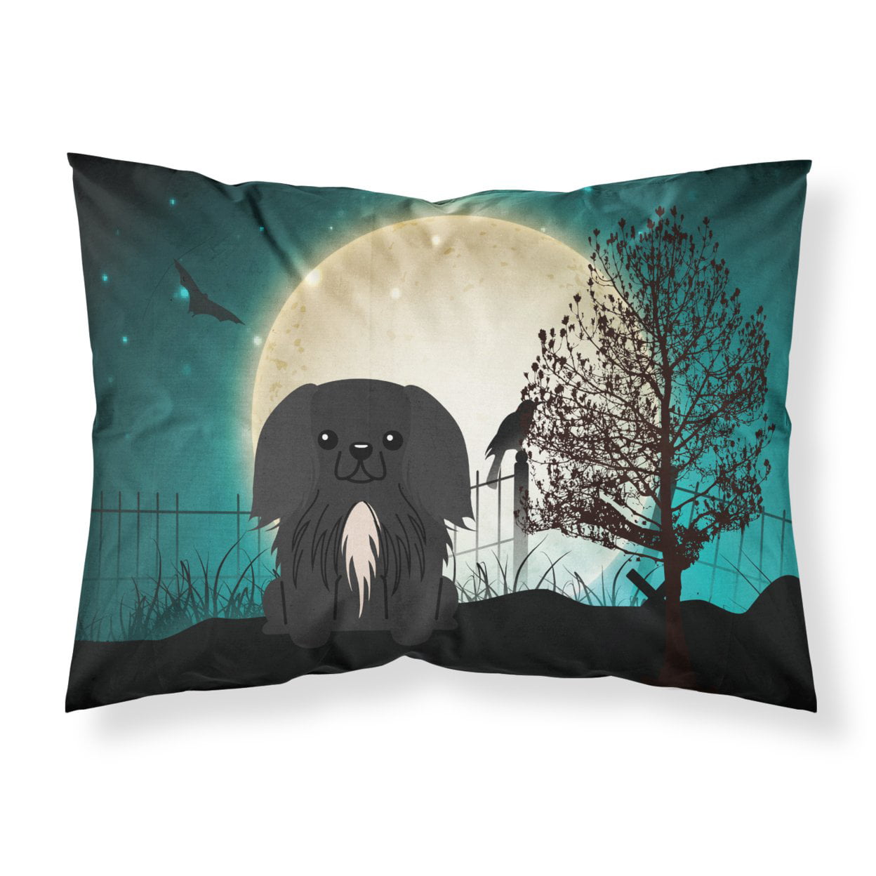 Halloween Scary Pekingnese Black Fabric Standard Pillowcase