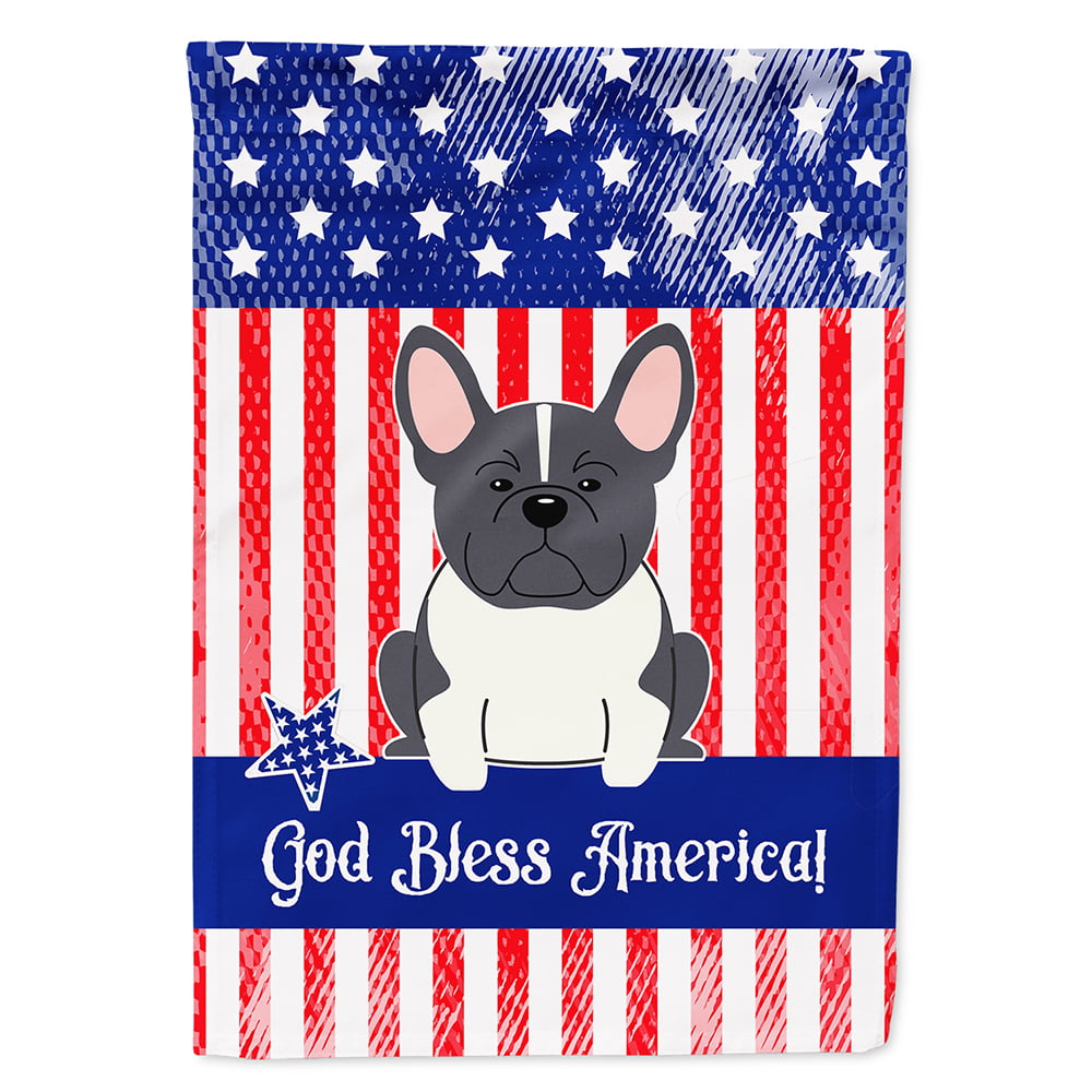 BB3007CHF Patriotic USA French Bulldog Black White Flag Canvas House Size