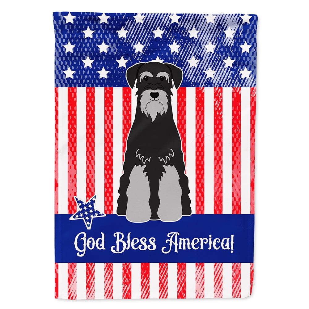 BB3029CHF Patriotic USA Standard Schnauzer Black Grey Flag Canvas House Size