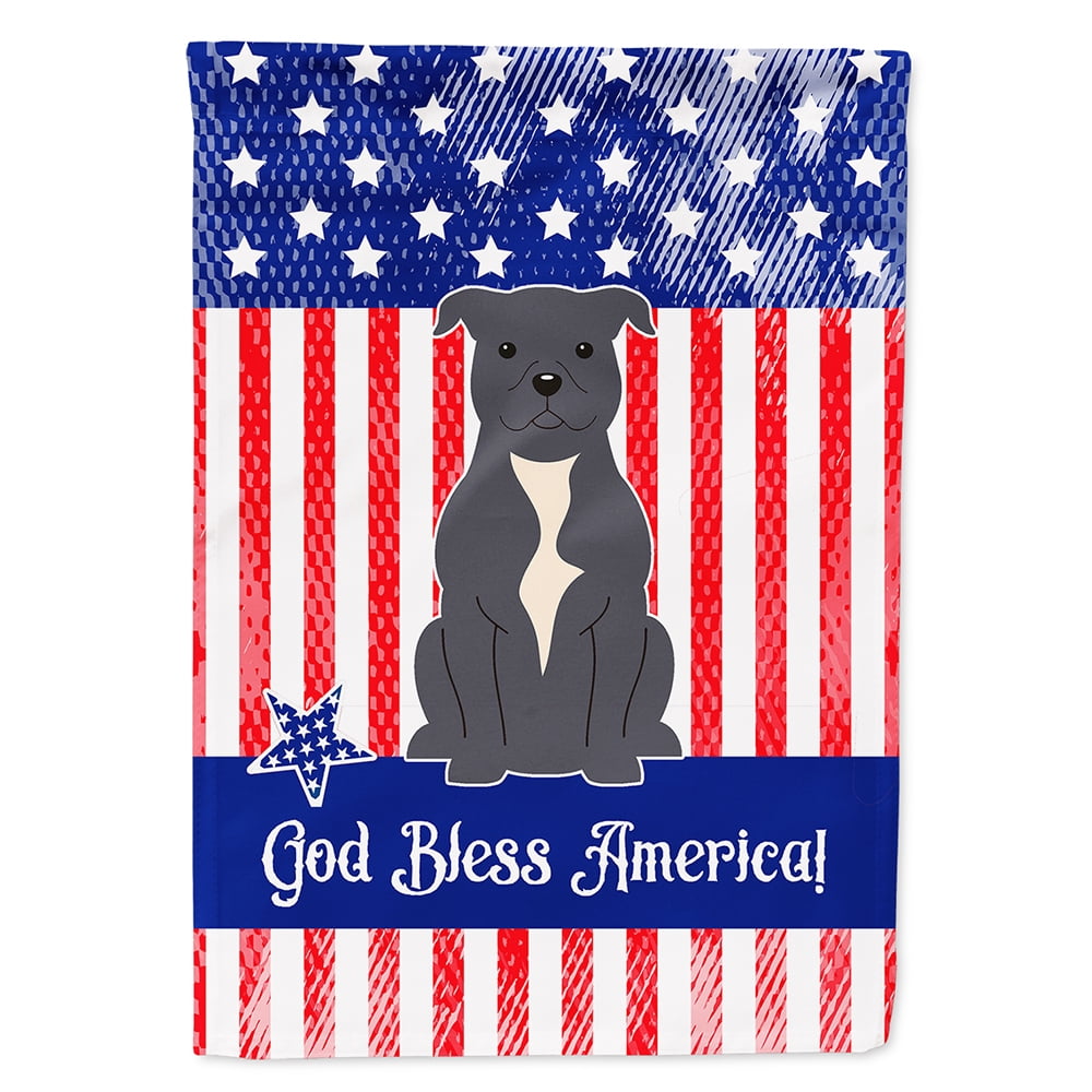 BB3041CHF Patriotic USA Staffordshire Bull Terrier Blue Flag Canvas House Size