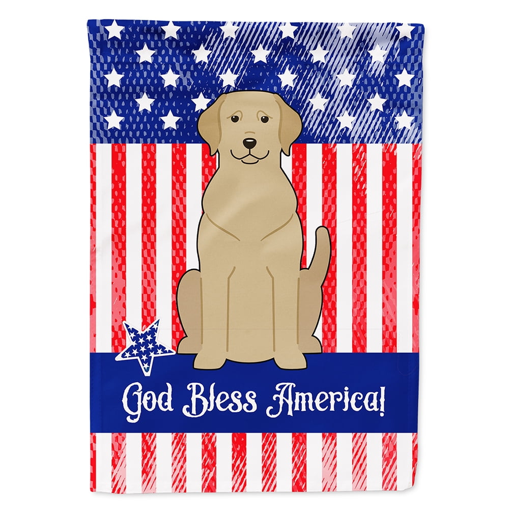BB3050CHF Patriotic USA Yellow Labrador Flag Canvas House Size