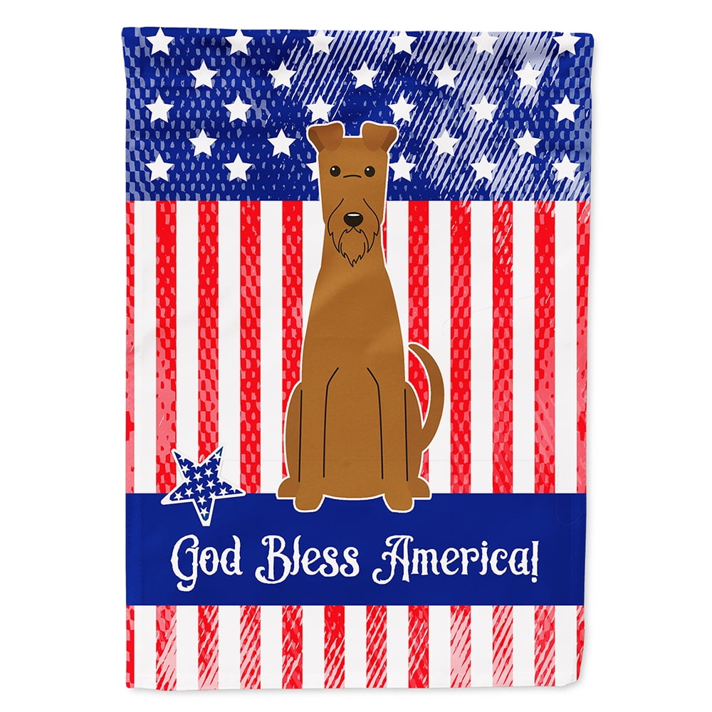 BB3057CHF Patriotic USA Irish Terrier Flag Canvas House Size