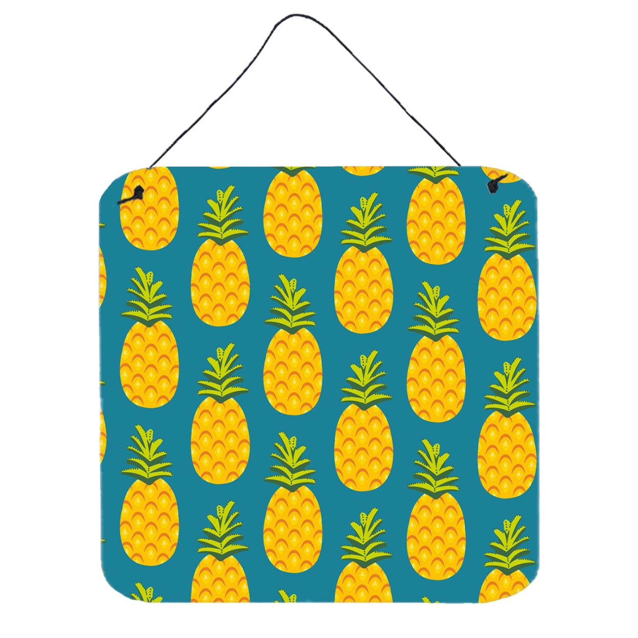Pineapples on Teal Wall or Door Hanging Prints
