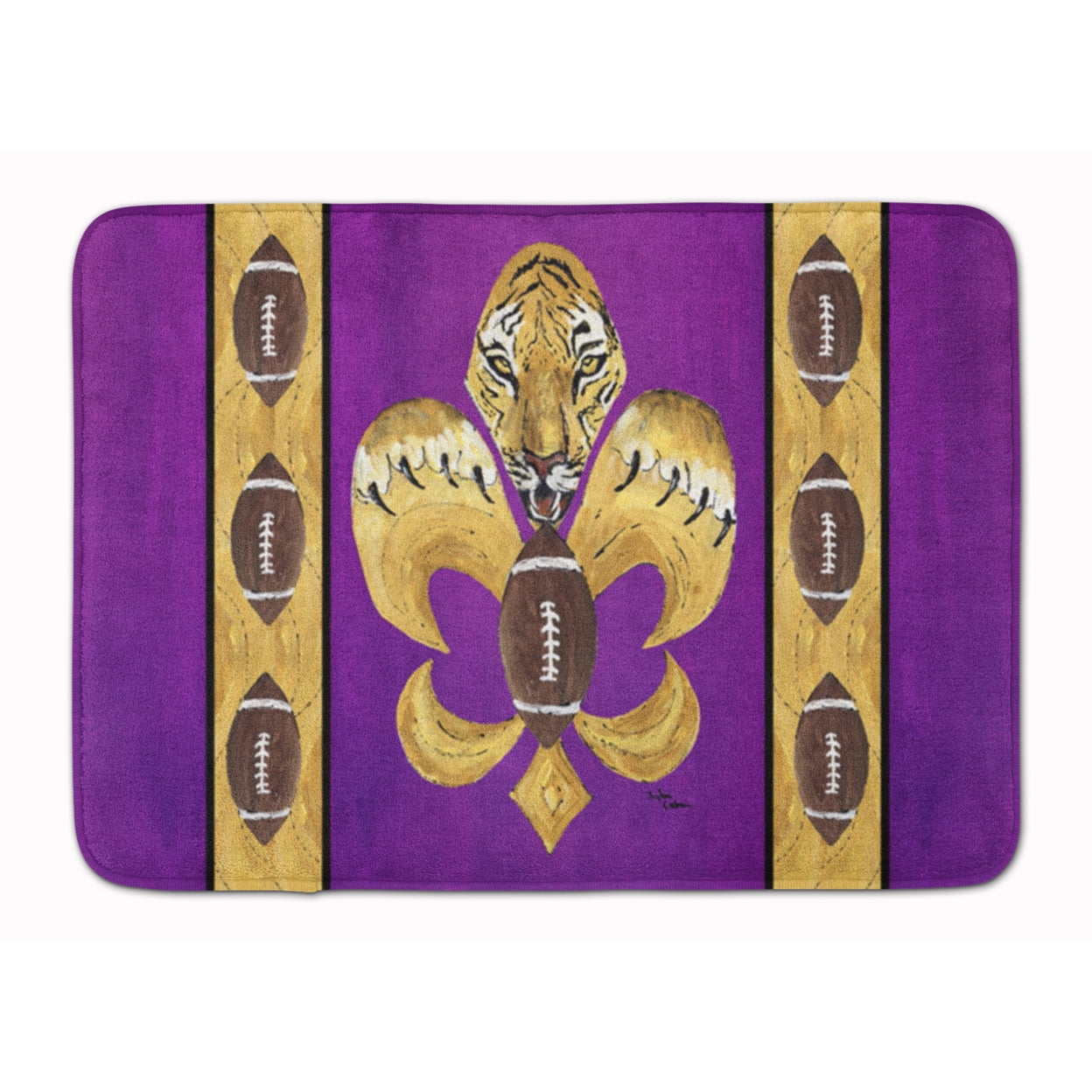 Tiger Football Fleur De Lis Machine Washable Memory Foam Mat