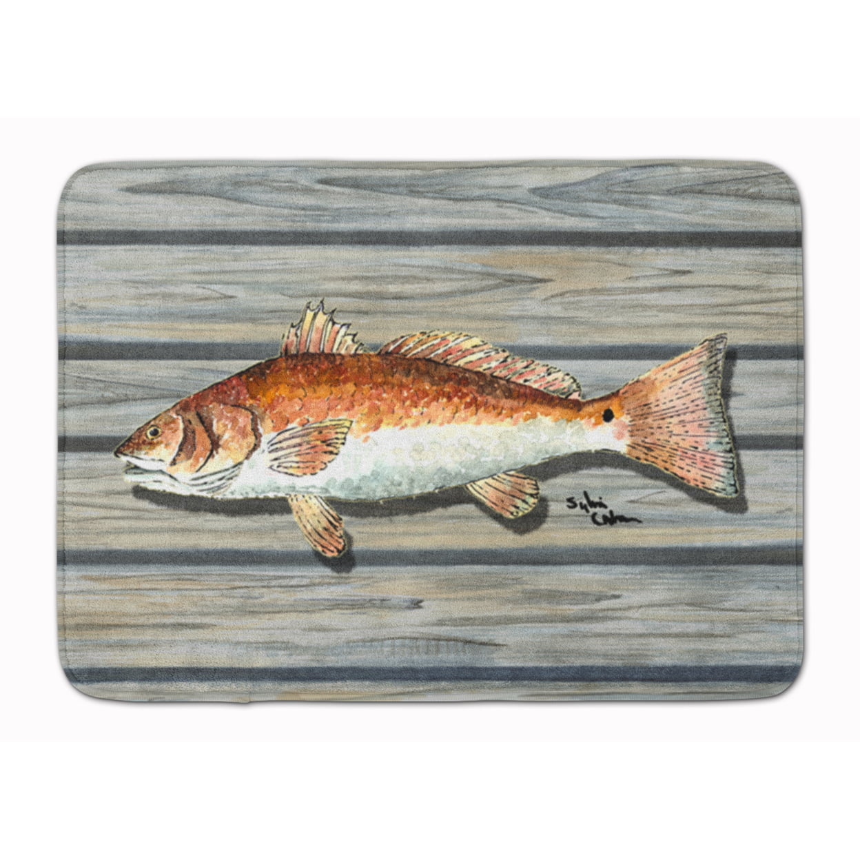 8489-RUG Red Fish Machine Washable Memory Foam Mat