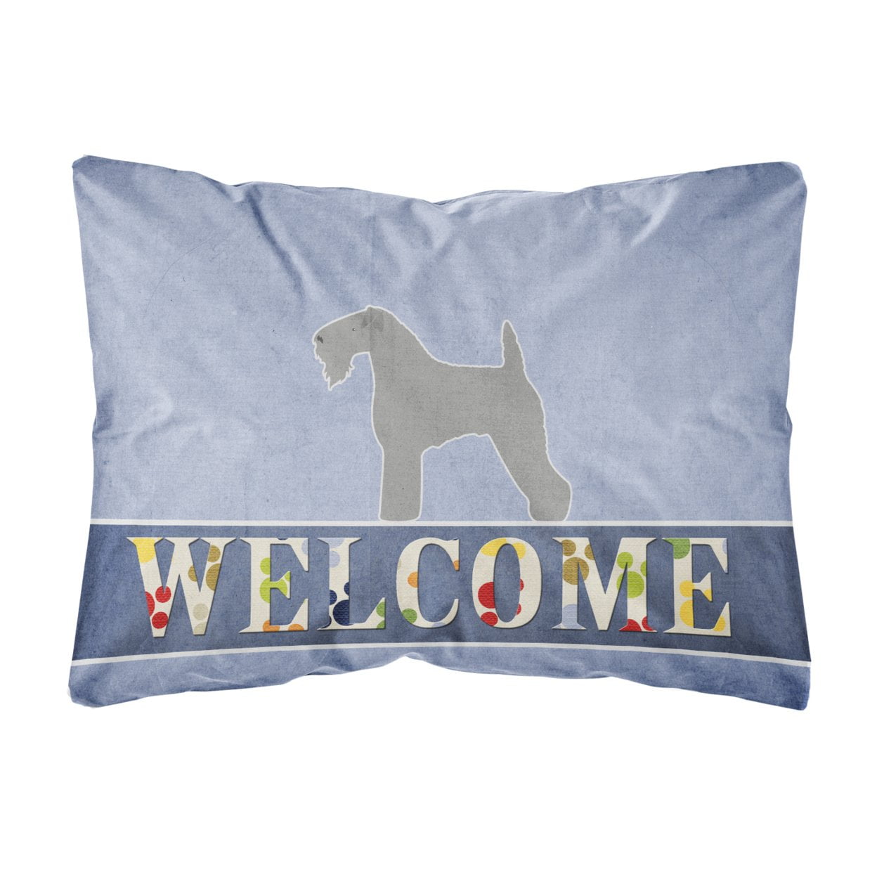 Kerry Blue Terrier Welcome Canvas Fabric Decorative Pillow