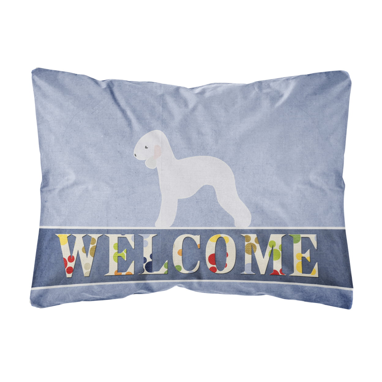 Bedlington Terrier Welcome Canvas Fabric Decorative Pillow