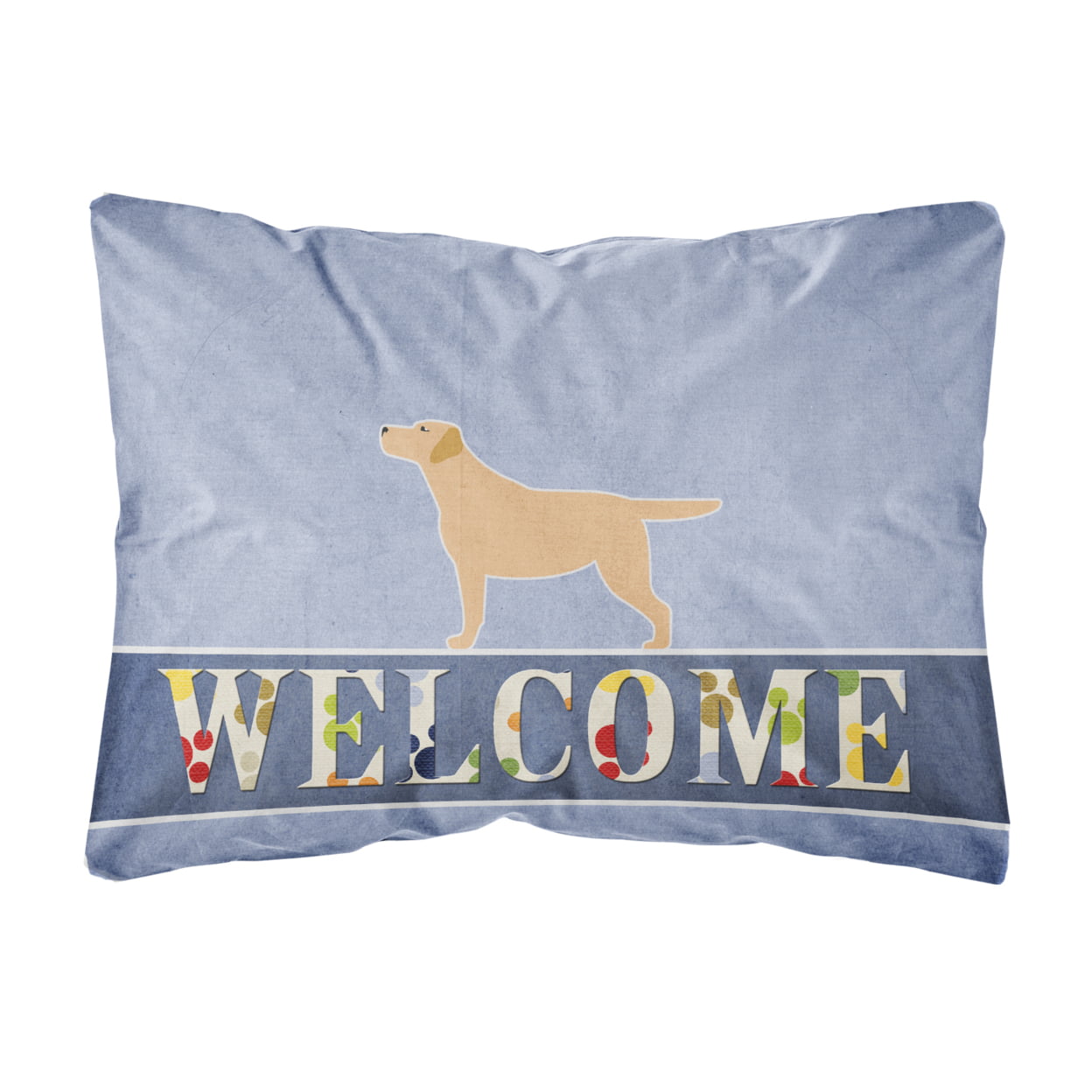 Yellow Labrador Retriever Welcome Canvas Fabric Decorative Pillow