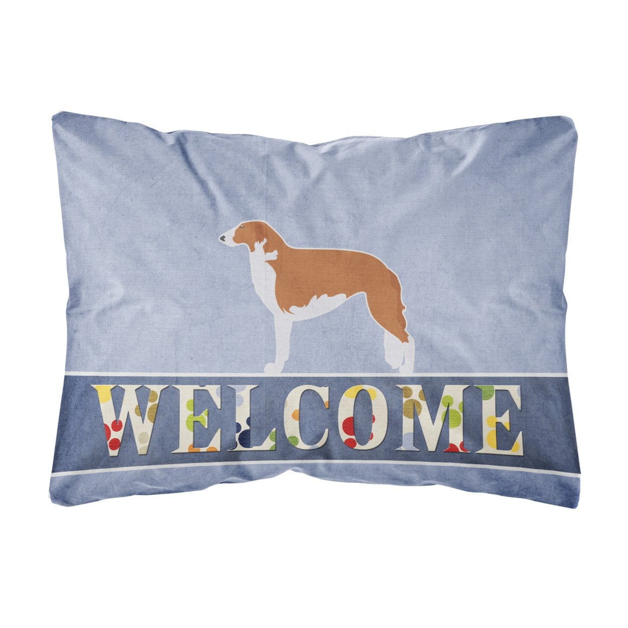Borzoi Russian Greyhound Welcome Canvas Fabric Decorative Pillow