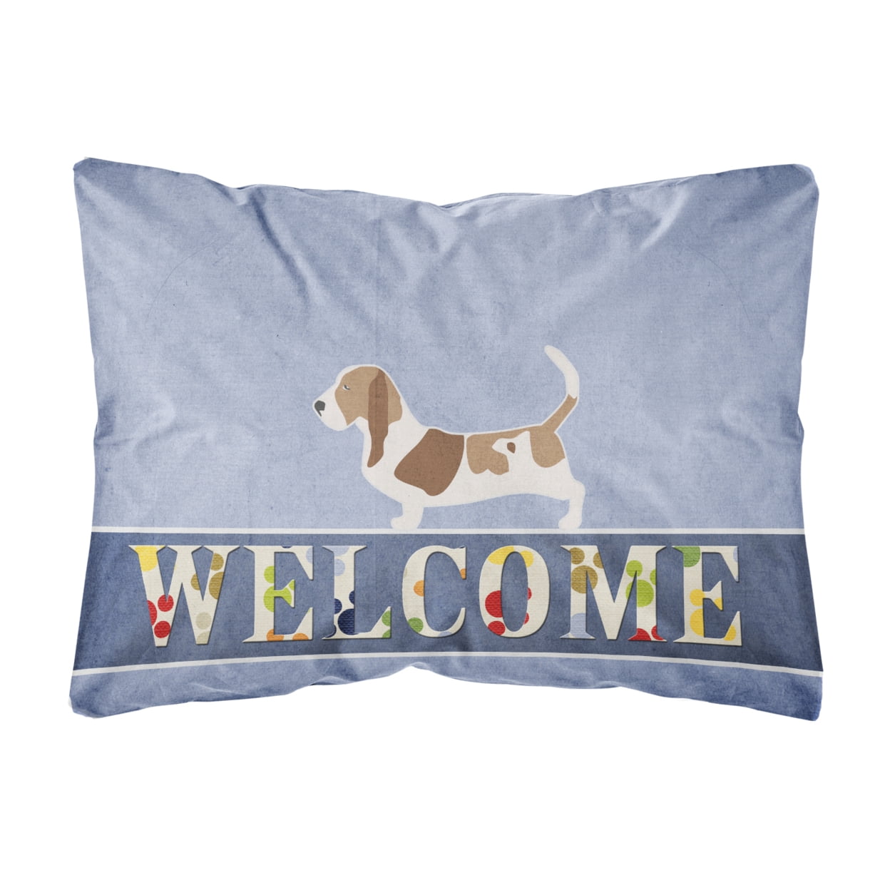 Basset Hound Welcome Canvas Fabric Decorative Pillow