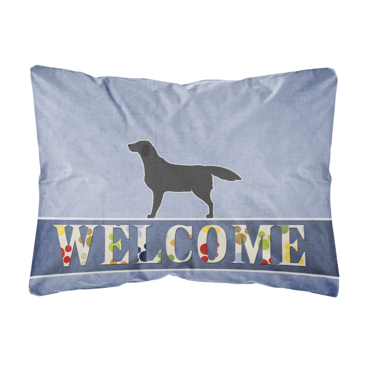 Black Labrador Retriever Welcome Canvas Fabric Decorative Pillow