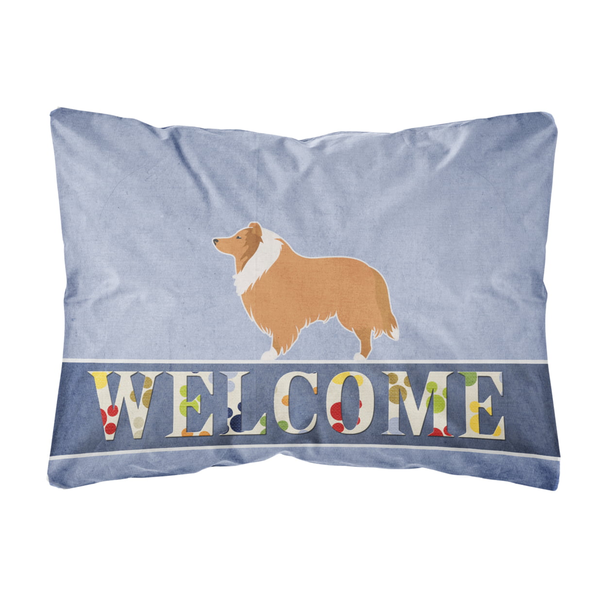 Collie Welcome Canvas Fabric Decorative Pillow