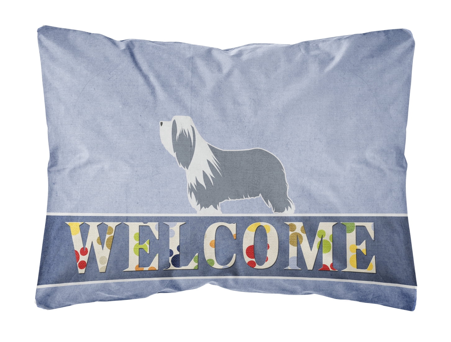 Bearded Collie Welcome Canvas Fabric Decorative Pillow