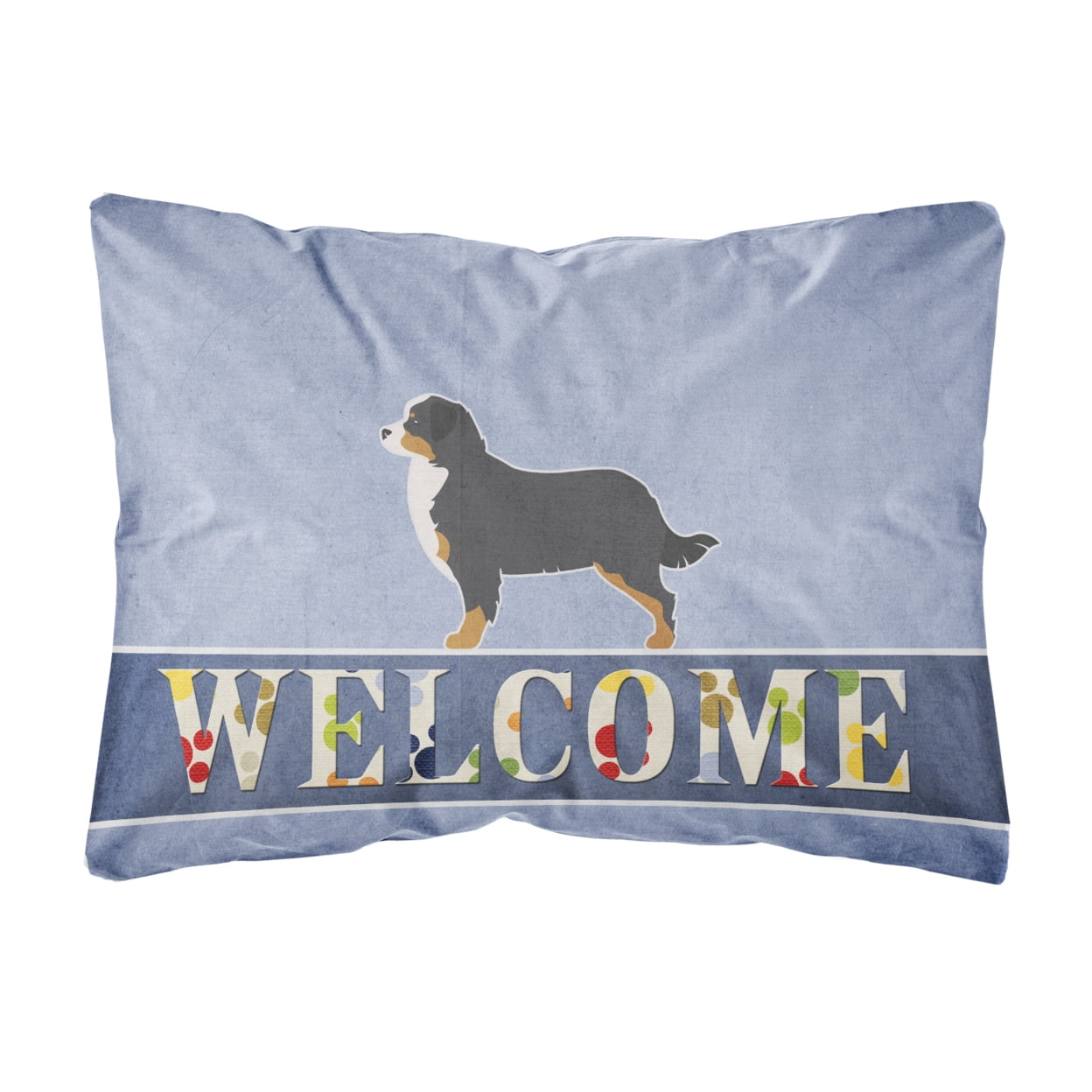 Bernese Mountain Dog Welcome Canvas Fabric Decorative Pillow