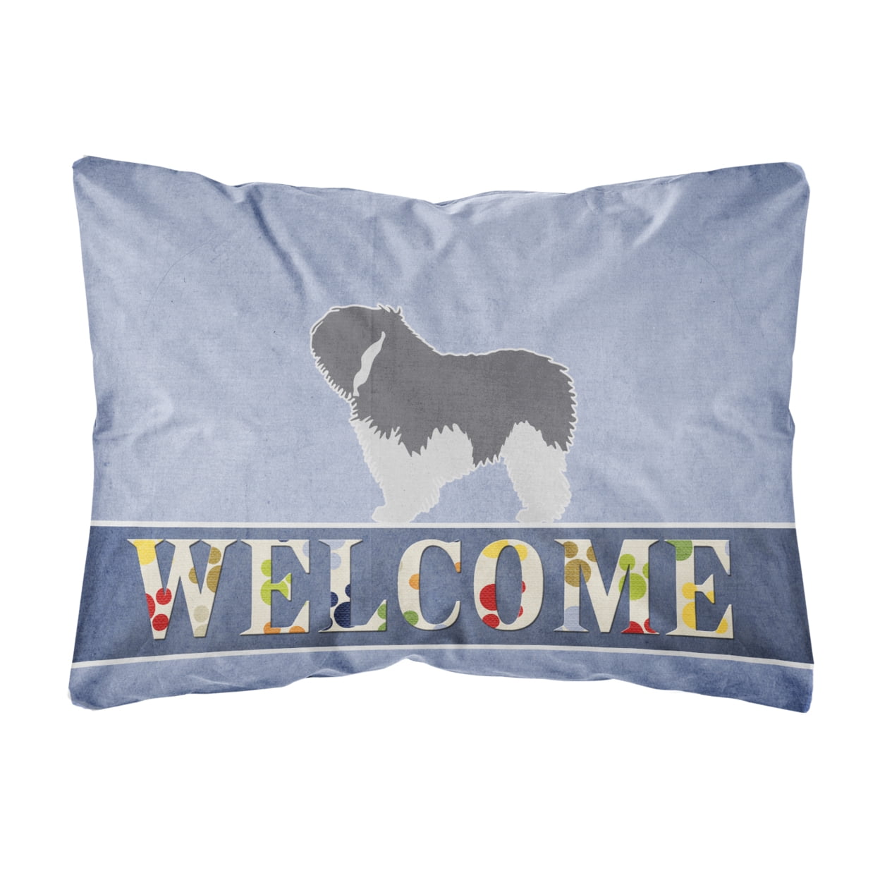 Polish Lowland Sheepdog Dog Welcome Canvas Fabric Decorative Pillow