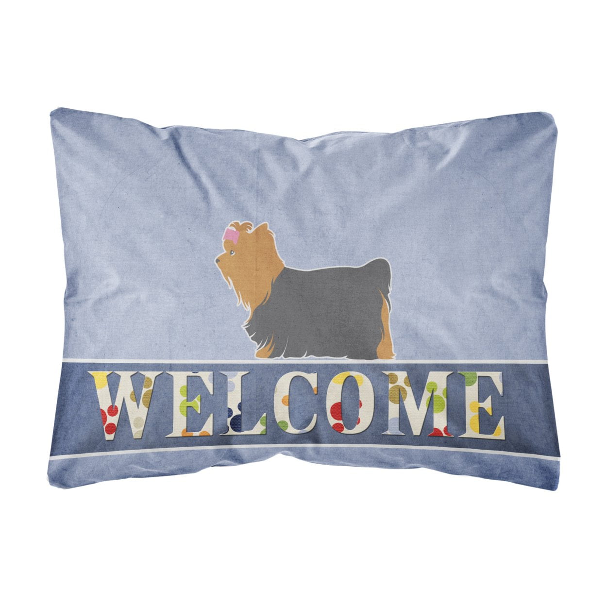 Yorkshire Terrier Yorkie Welcome Canvas Fabric Decorative Pillow
