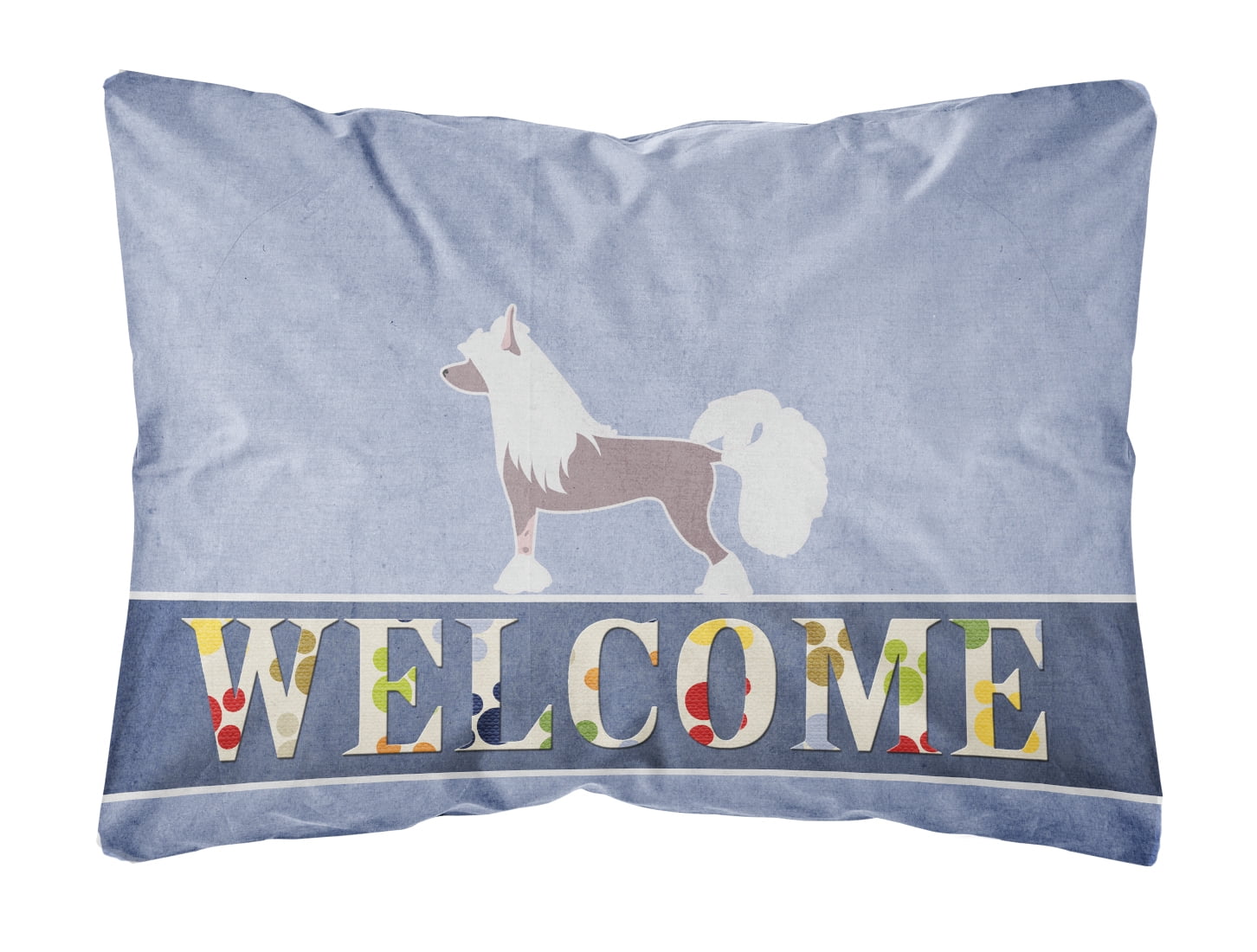 Chinese Crested Welcome Canvas Fabric Decorative Pillow