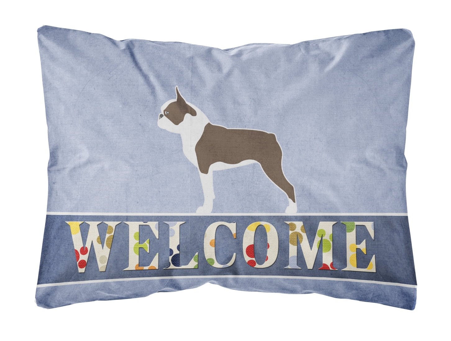 Boston Terrier Welcome Canvas Fabric Decorative Pillow