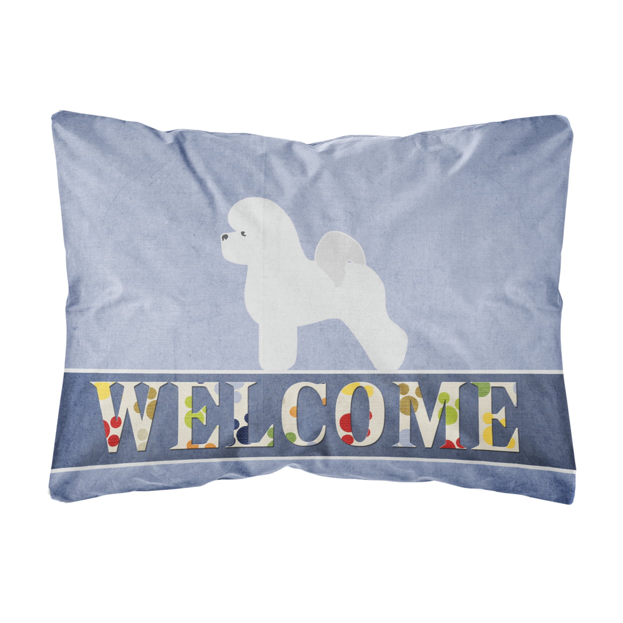 Bichon Frise Welcome Canvas Fabric Decorative Pillow