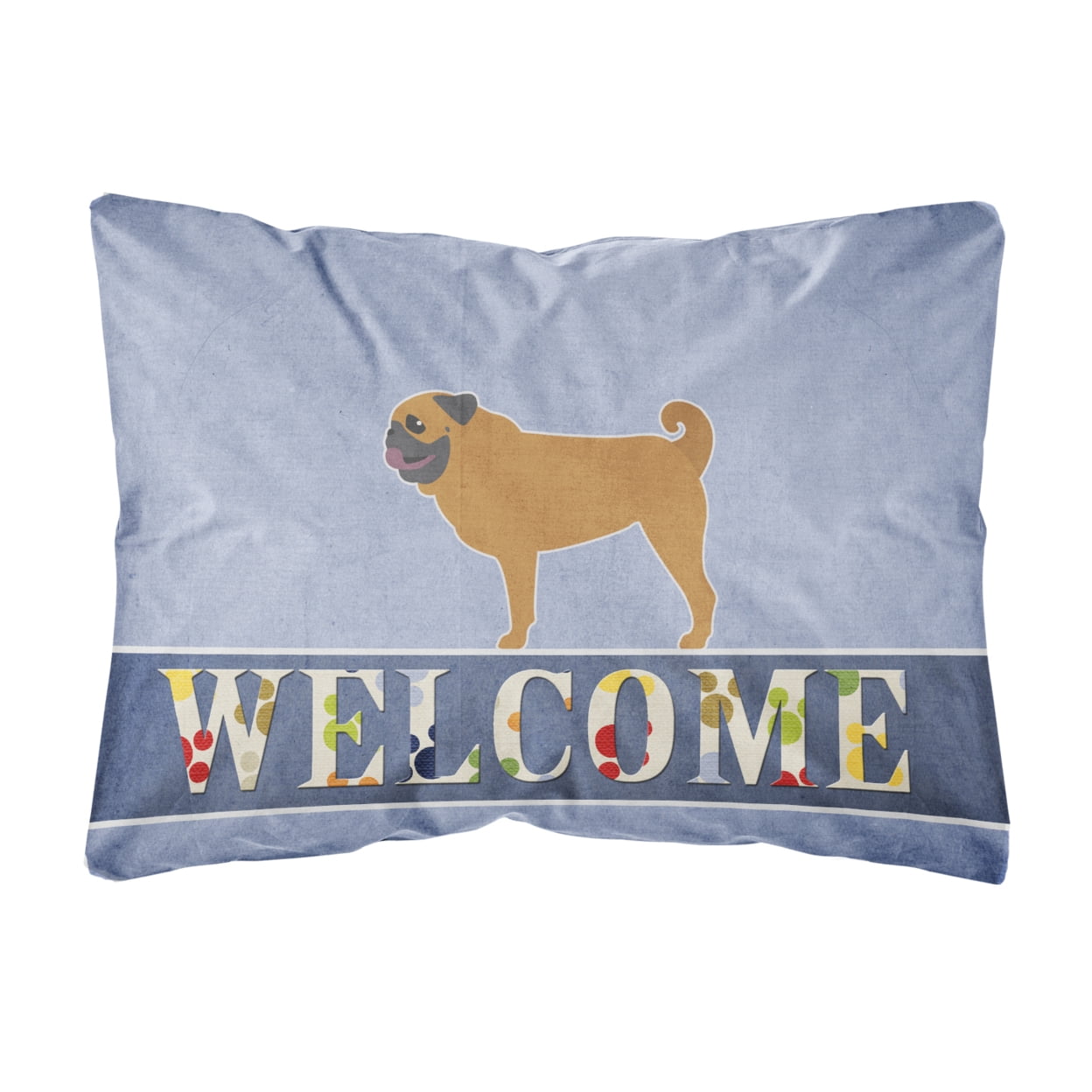 Pug Welcome Canvas Fabric Decorative Pillow
