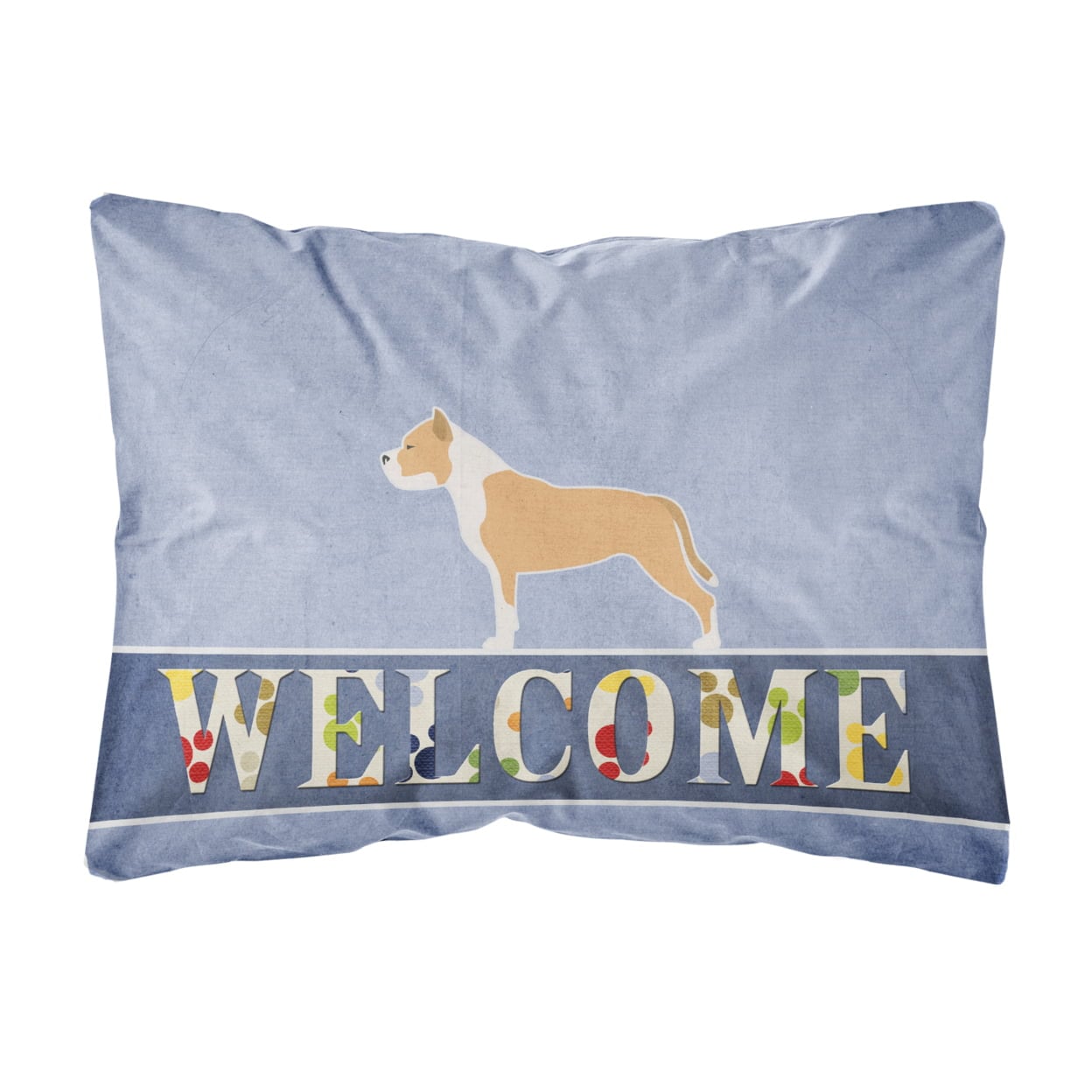 Staffordshire Bull Terrier Welcome Canvas Fabric Decorative Pillow