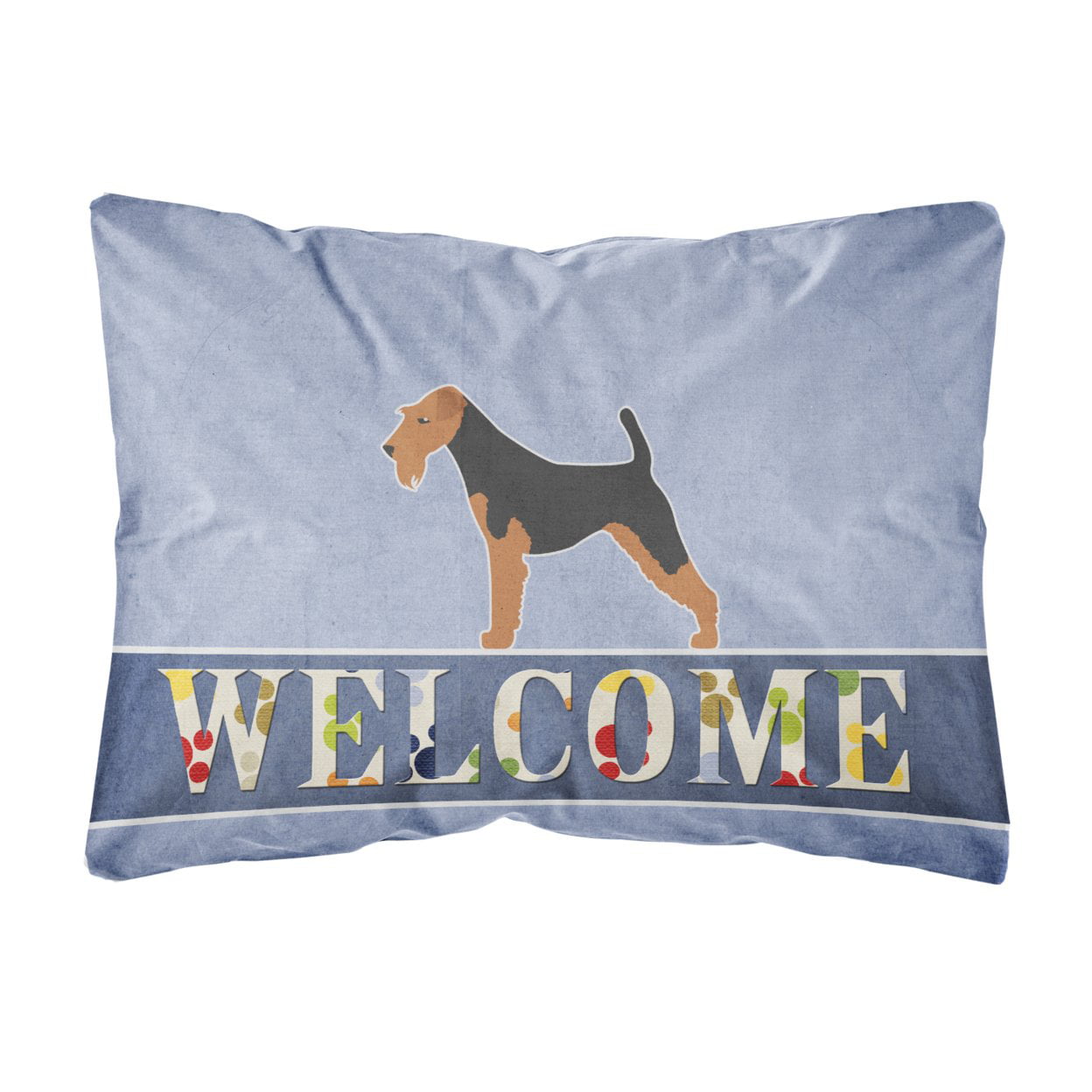 Airedale Terrier Welcome Canvas Fabric Decorative Pillow