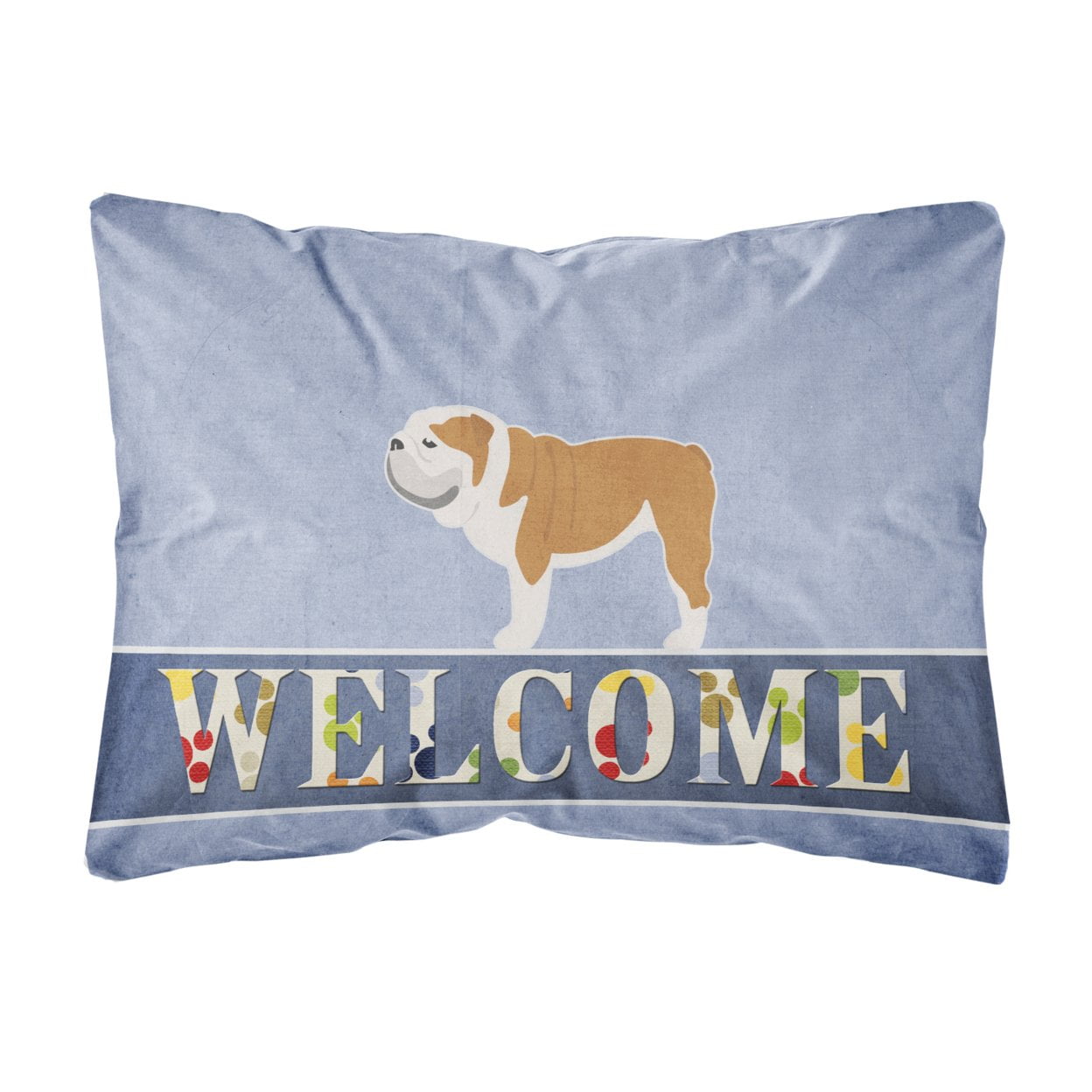 English Bulldog Welcome Canvas Fabric Decorative Pillow