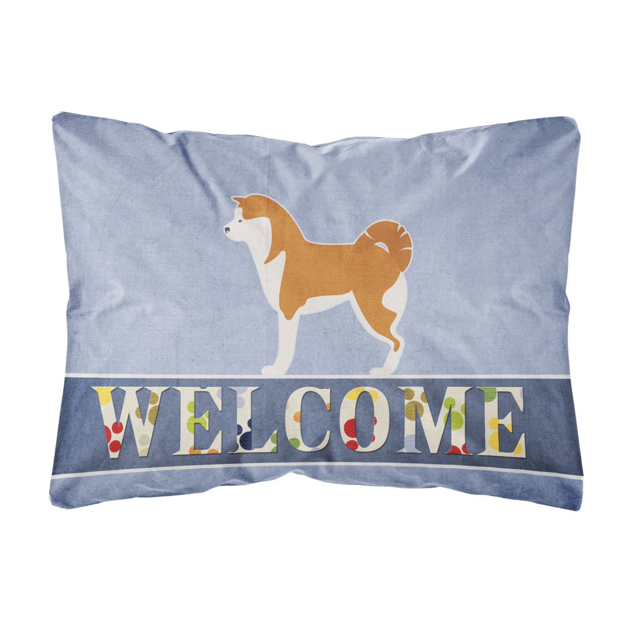 Akita Welcome Canvas Fabric Decorative Pillow