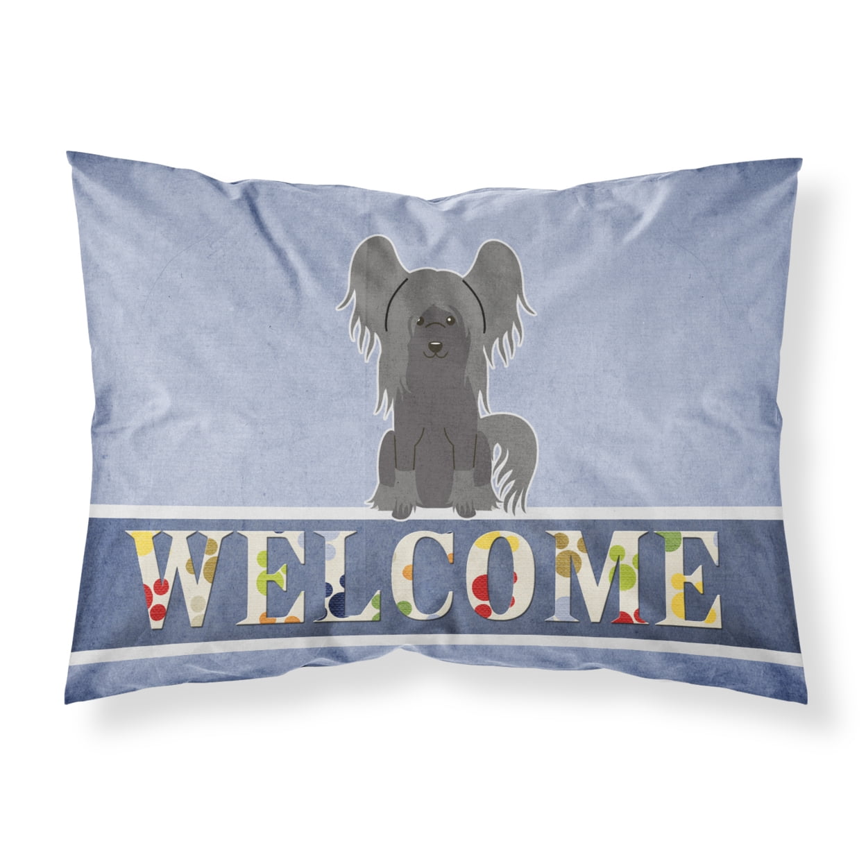 Chinese Crested Black Welcome Fabric Standard Pillowcase