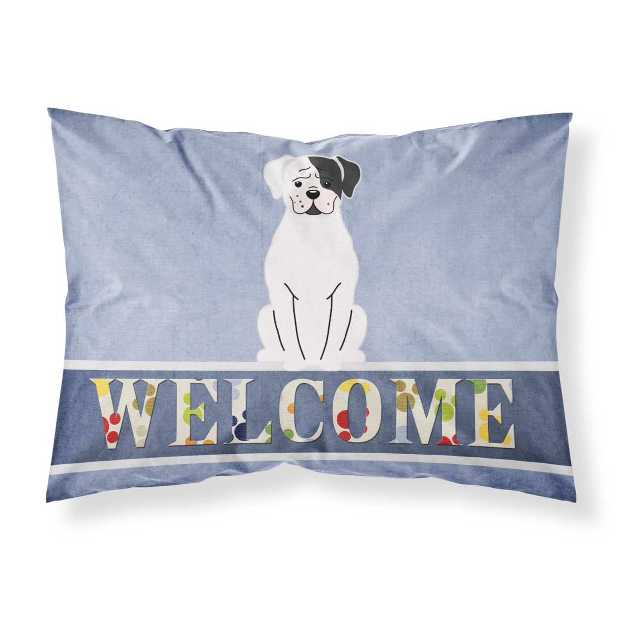 White Boxer Cooper Welcome Fabric Standard Pillowcase