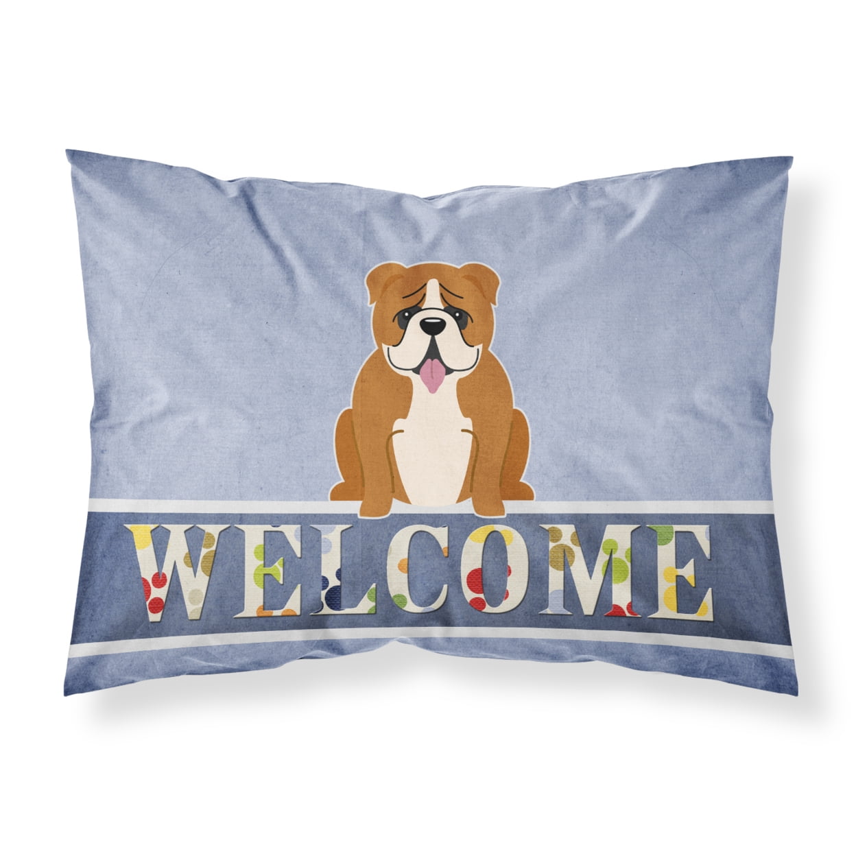 English Bulldog Red White Welcome Fabric Standard Pillowcase