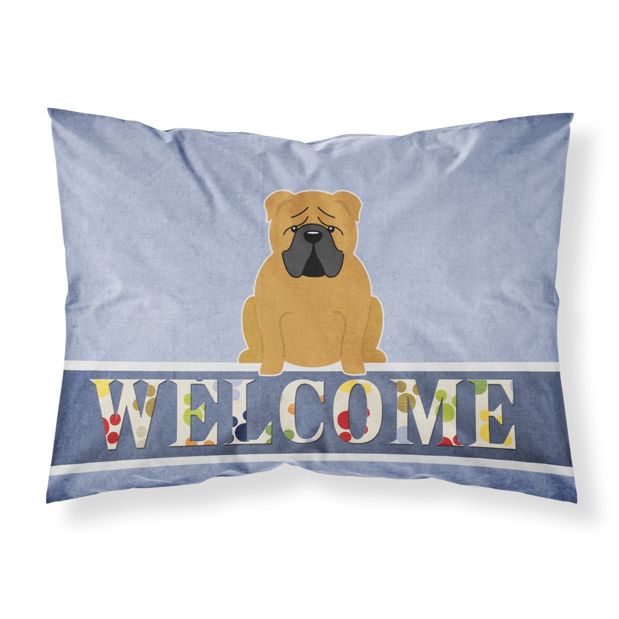 English Bulldog Red Welcome Fabric Standard Pillowcase