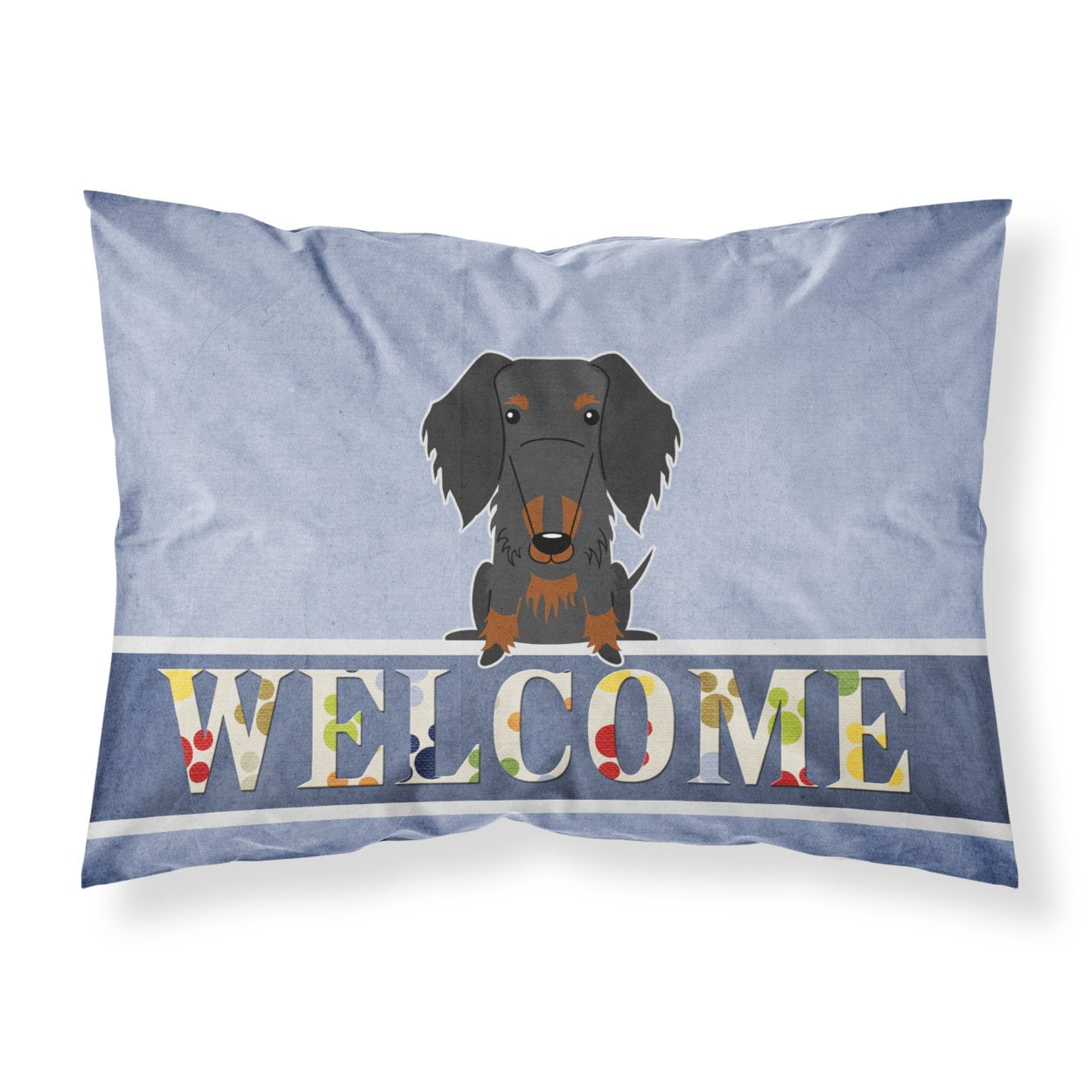 Wire Haired Dachshund Black Tan Welcome Fabric Standard Pillowcase