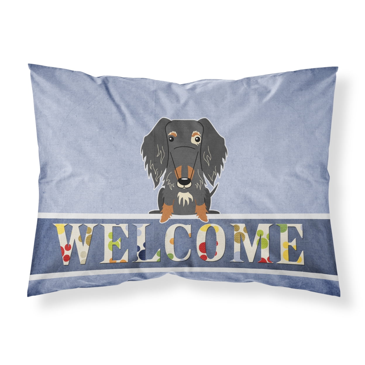 Wire Haired Dachshund Dapple Welcome Fabric Standard Pillowcase