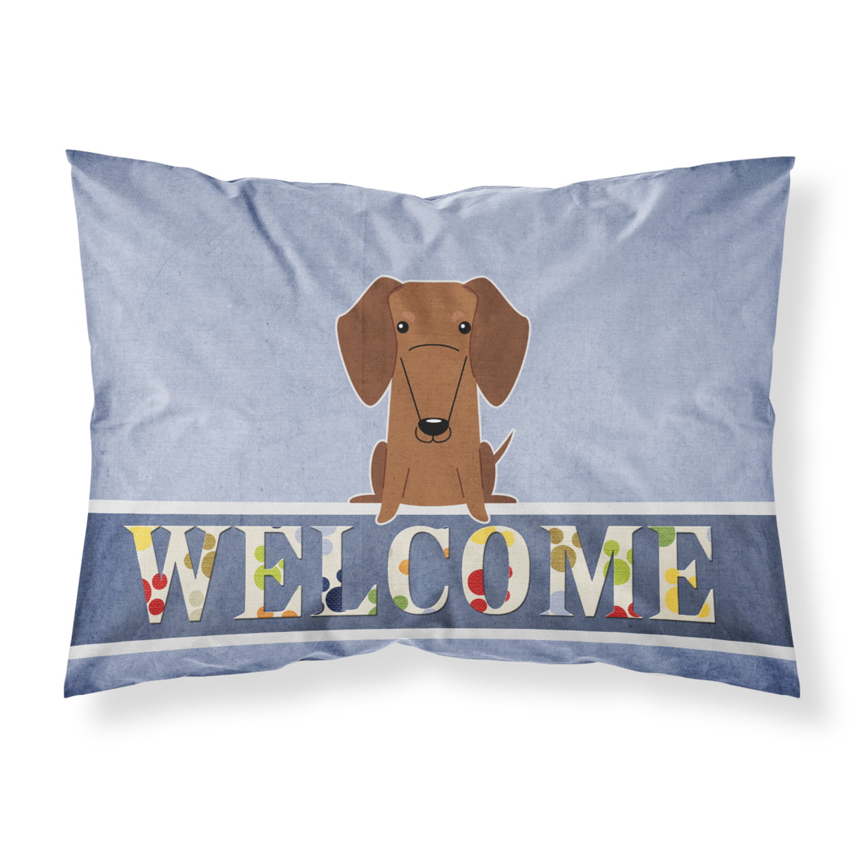 Dachshund Red Brown Welcome Fabric Standard Pillowcase