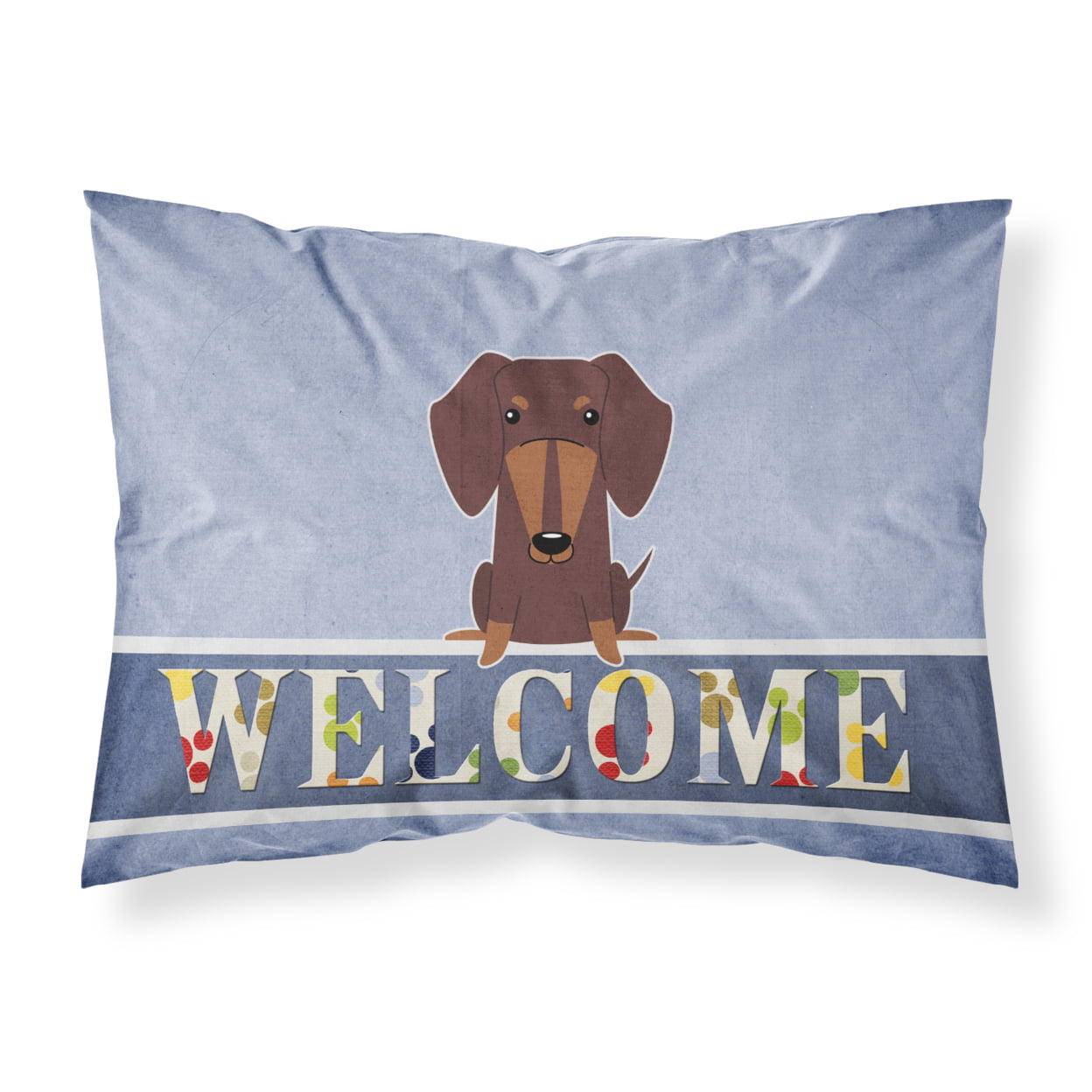Dachshund Chocolate Welcome Fabric Standard Pillowcase