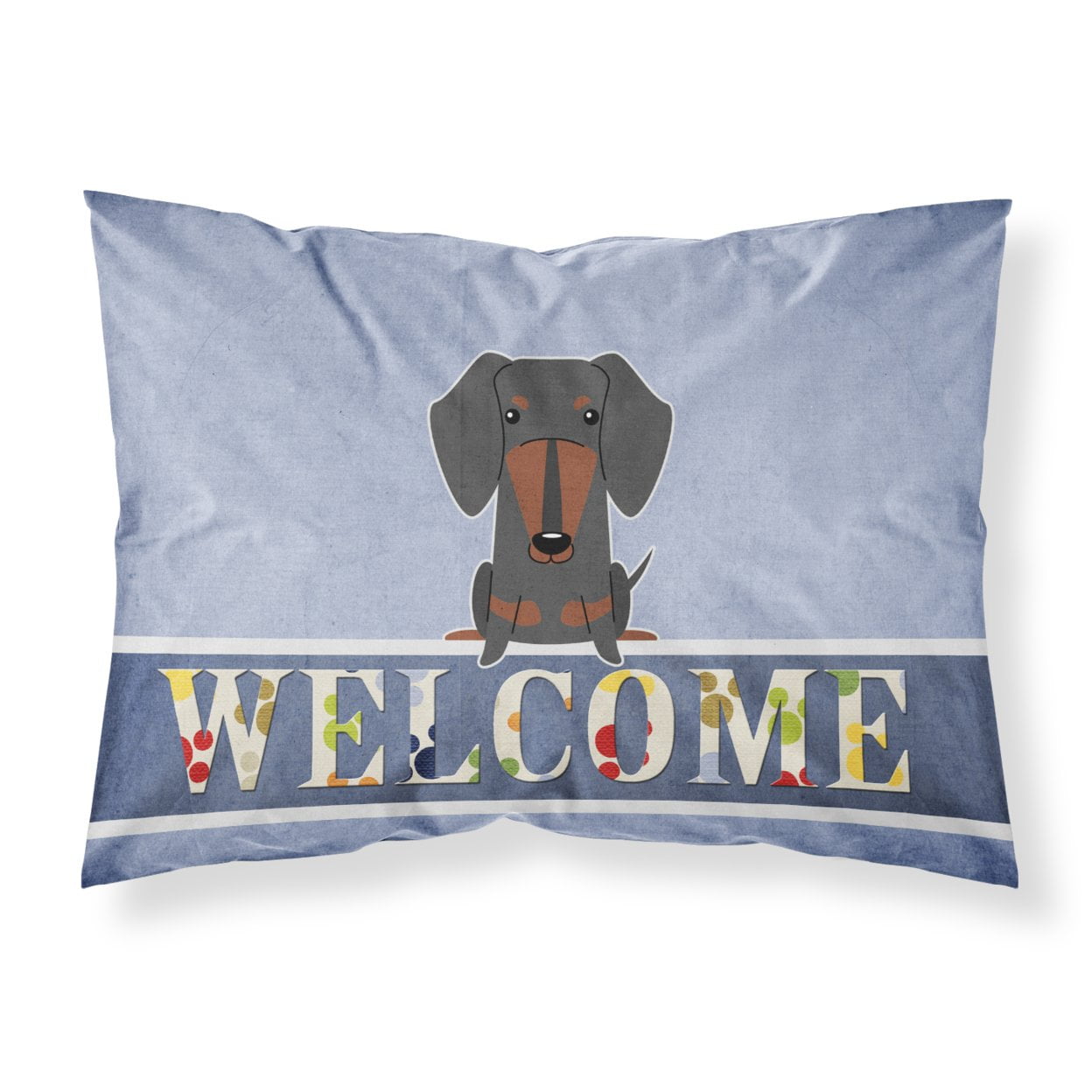 Dachshund Black Tan Welcome Fabric Standard Pillowcase