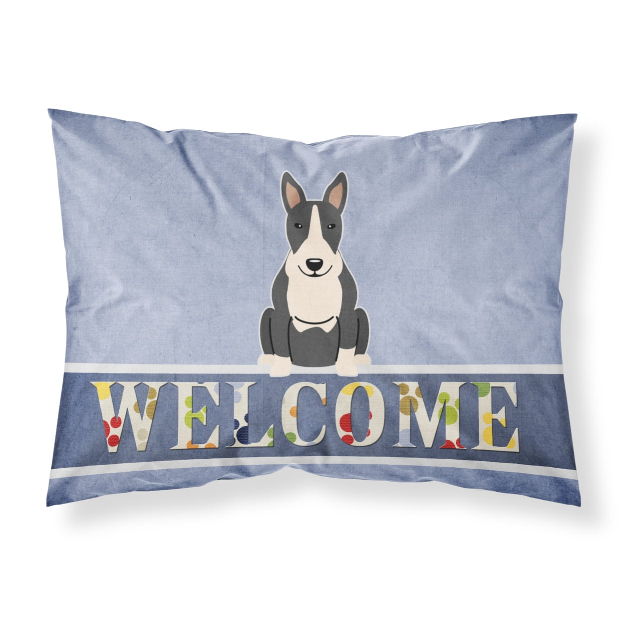 Bull Terrier Black & White Welcome Fabric Standard Pillowcase