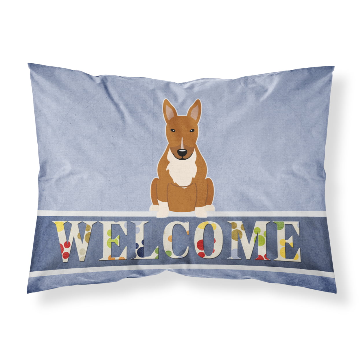 Bull Terrier Red Welcome Fabric Standard Pillowcase