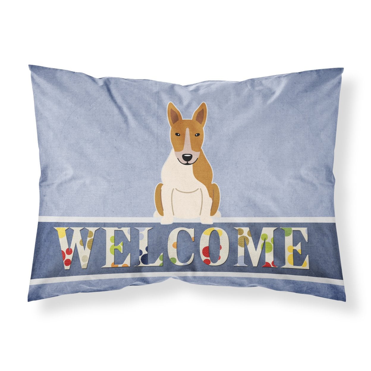 Bull Terrier Red White Welcome Fabric Standard Pillowcase