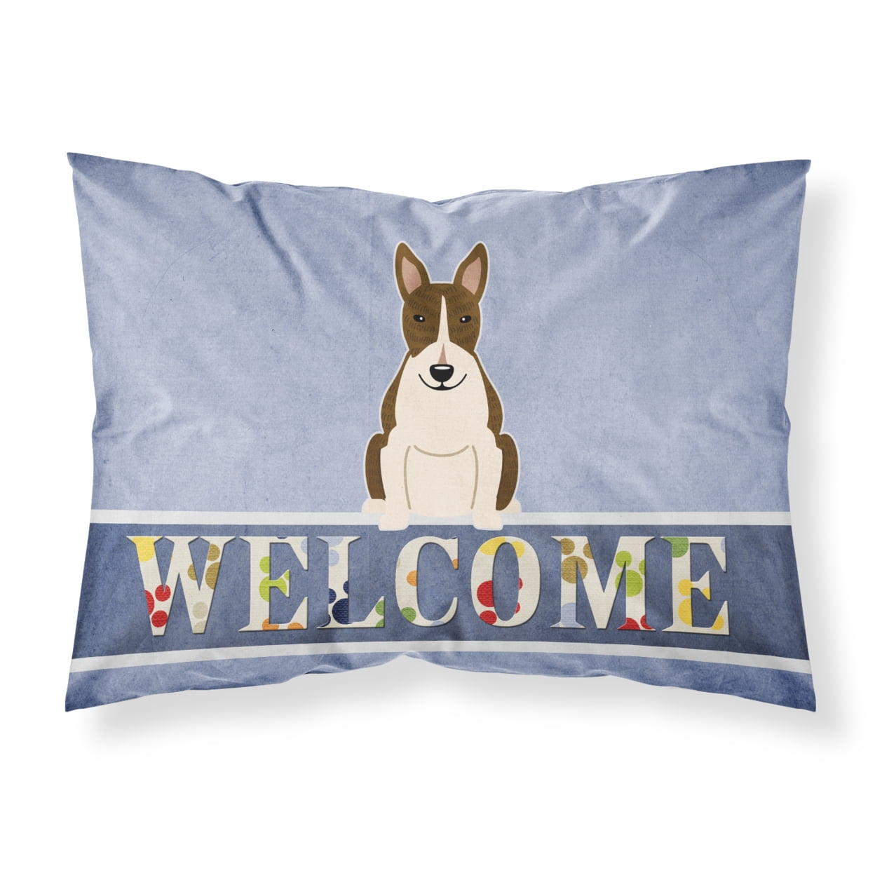 Bull Terrier Dark Brindle Welcome Fabric Standard Pillowcase