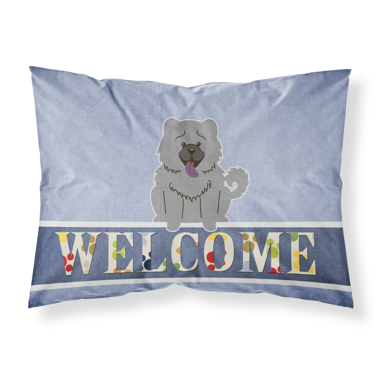 Chow Chow Blue Welcome Fabric Standard Pillowcase