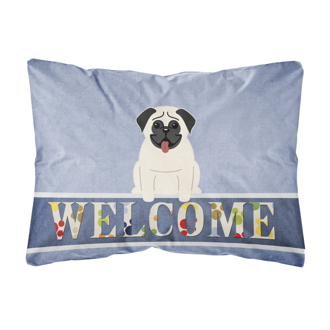 Pug Cream Welcome Canvas Fabric Decorative Pillow