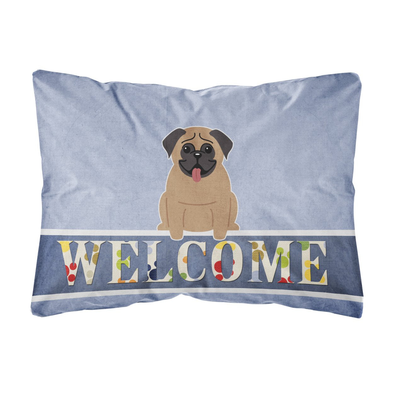Pug Brown Welcome Canvas Fabric Decorative Pillow