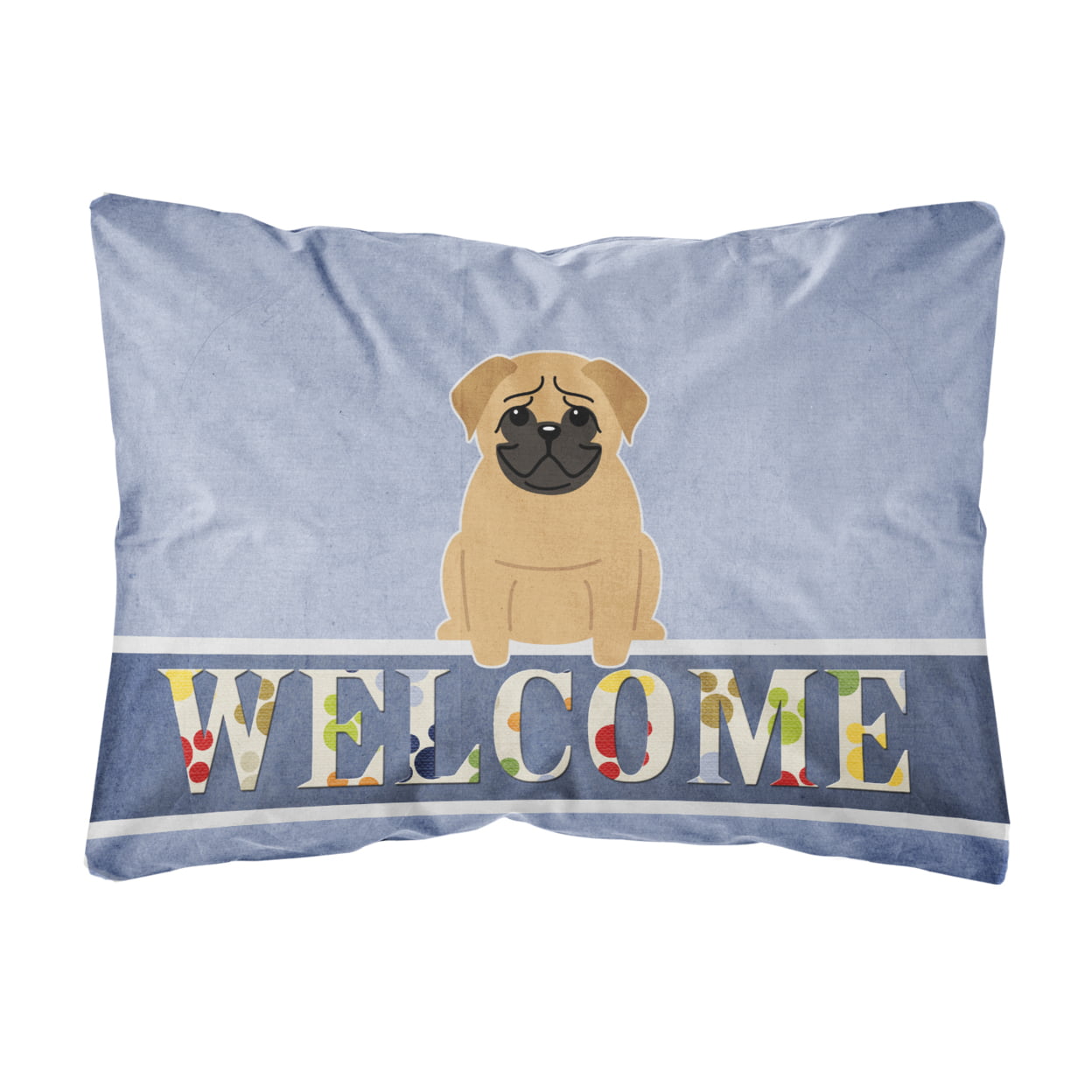 Pug Brown Welcome Canvas Fabric Decorative Pillow