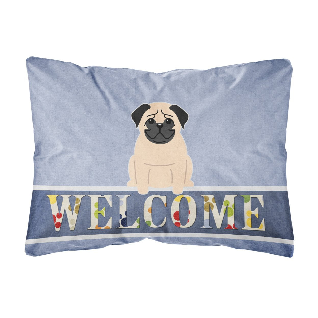Pug Fawn Welcome Canvas Fabric Decorative Pillow