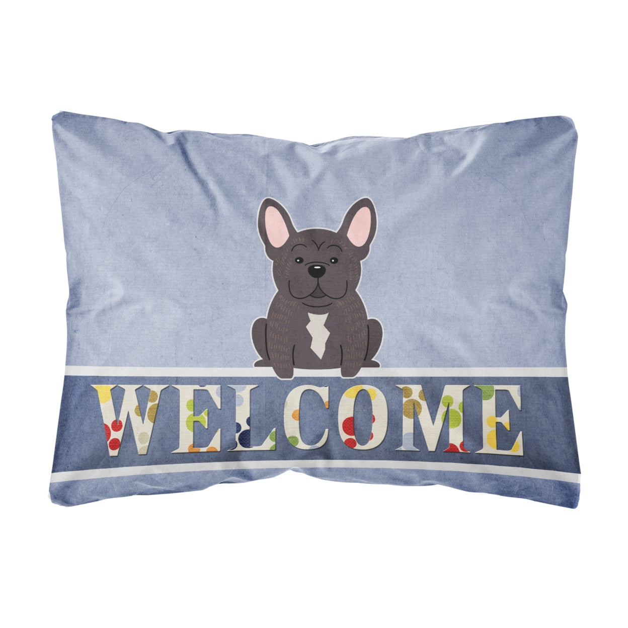 French Bulldog Brindle Welcome Canvas Fabric Decorative Pillow